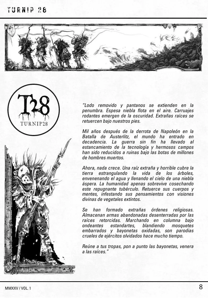 Batallón de miniaturas Turnip28 con vegetación y barro